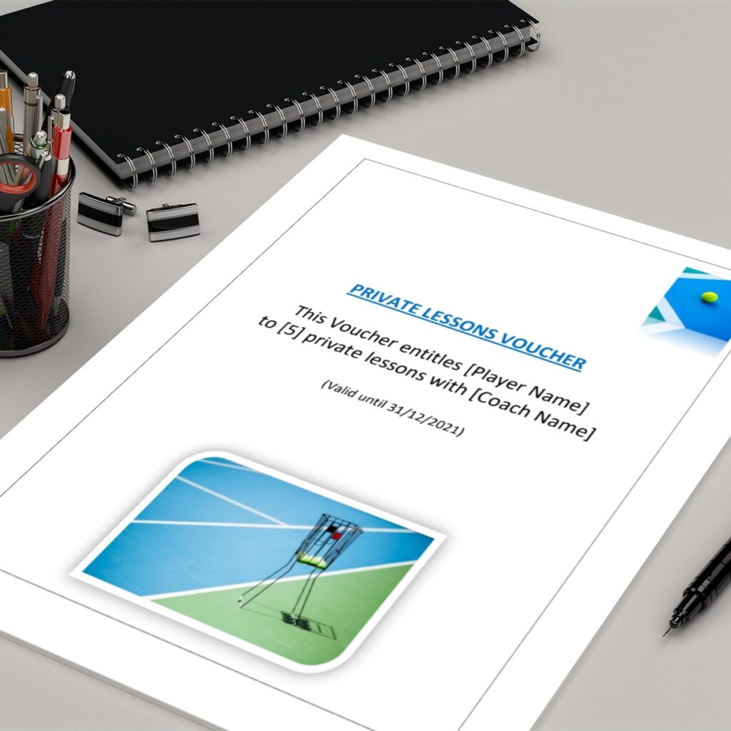Private Tennis Lessons Voucher Template