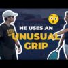 This guy plays with an unusual forehand grip!