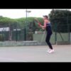 Practising groundstrokes with Paige