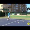 Forehand to forehand from the middle  of court bending to play  floor with right knee