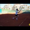 Low short forehand ball and two bounces to adjust with quick short steps