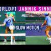 World #1 Jannik Sinner’s forehand backhand in 4K Slow Motion