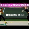 Coco Gauff and Aryna Sabalenka – Forehand & Backhand Slow Motion Comparison